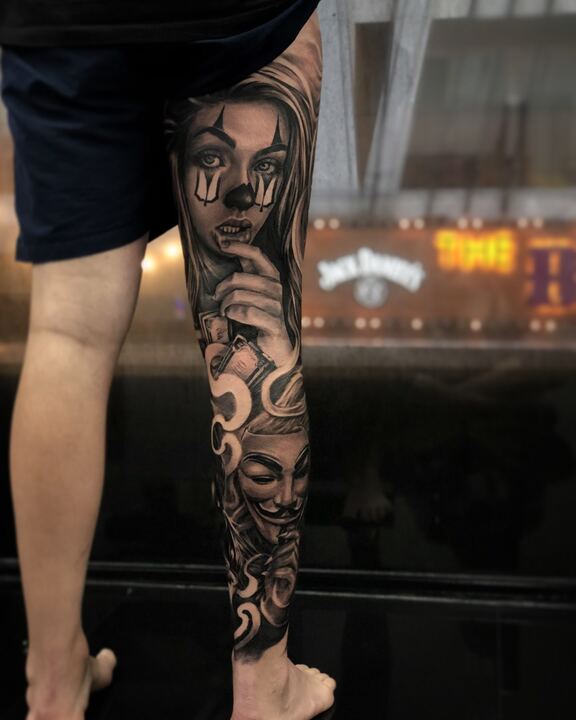 Black and grey leg sleeve