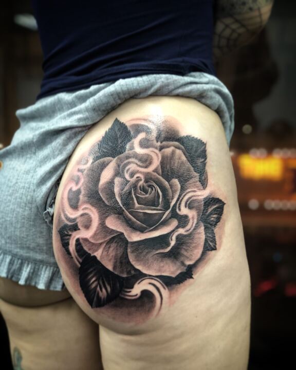 Black and grey rose