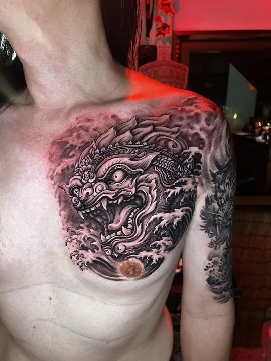 Hanuman chest piece in Japanese style